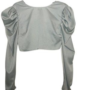 Missguided Mint Crop Top with Puff Sleeves Size 8 NWT